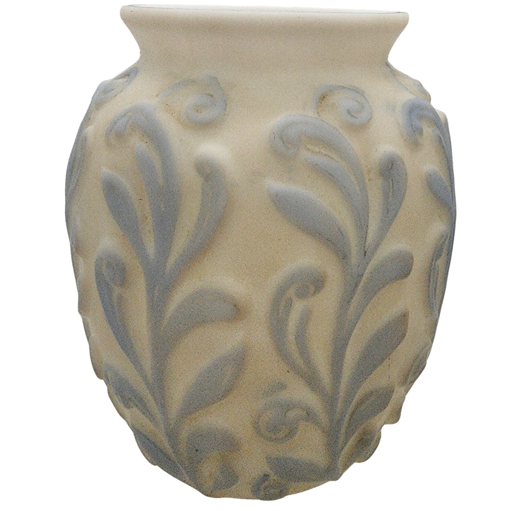 Phoenix Glass Satin & Light Blue Crystal Frosted Figure Vase 6" Tall